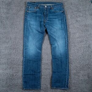 Levis Jeans Mens 34x32 Blue 501 Original Fit Button Fly Straight Leg Medium Wash